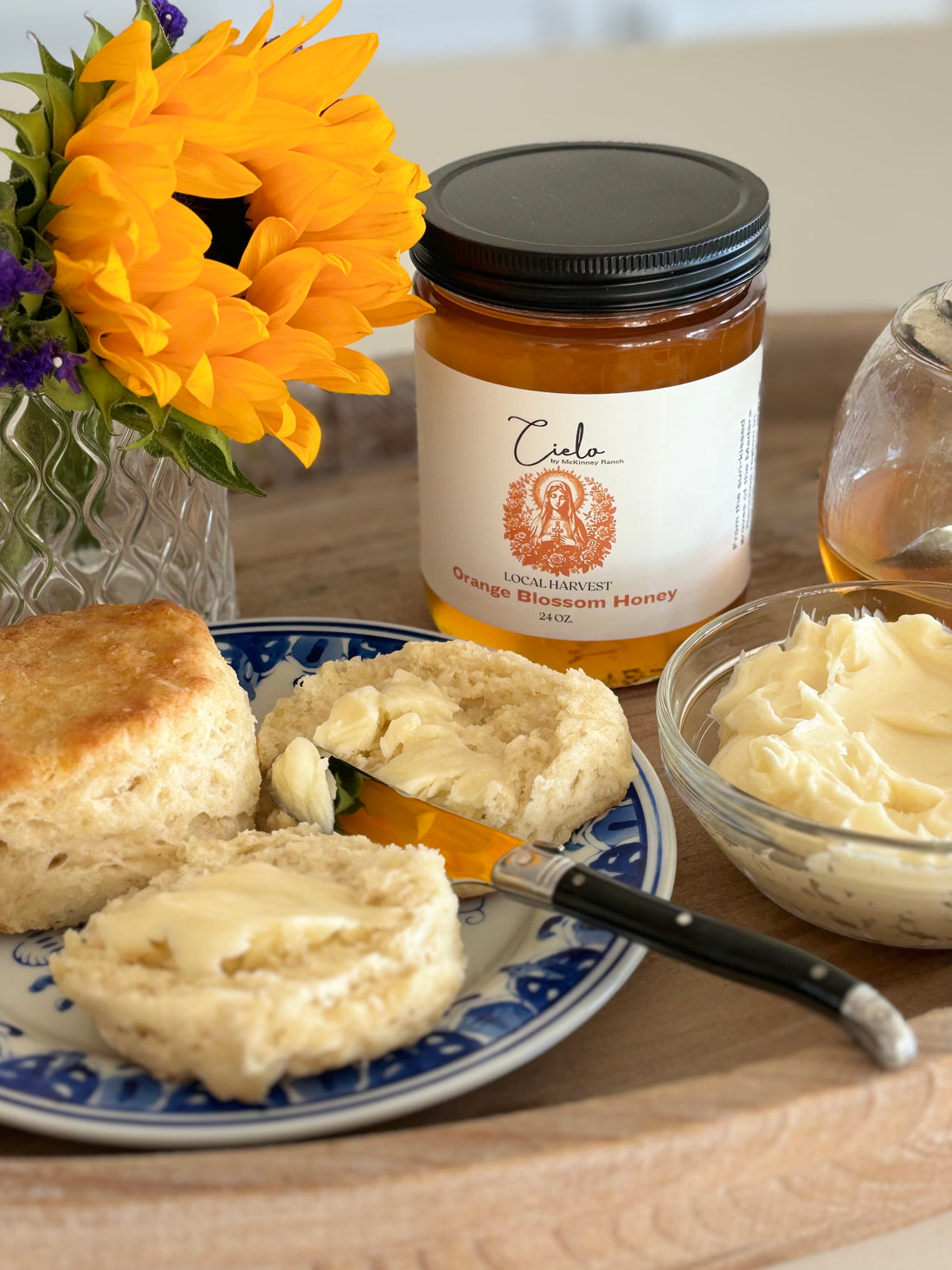 Angel Biscuits with whipped Orange Blossom Honey Butter